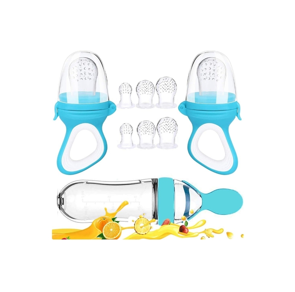 Baby Safe silicone feeding bottle , and fuit squeezing pacifier