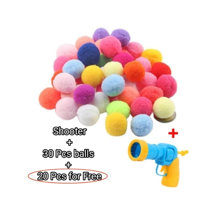 Mini shooting plush ball gun for cats and pets