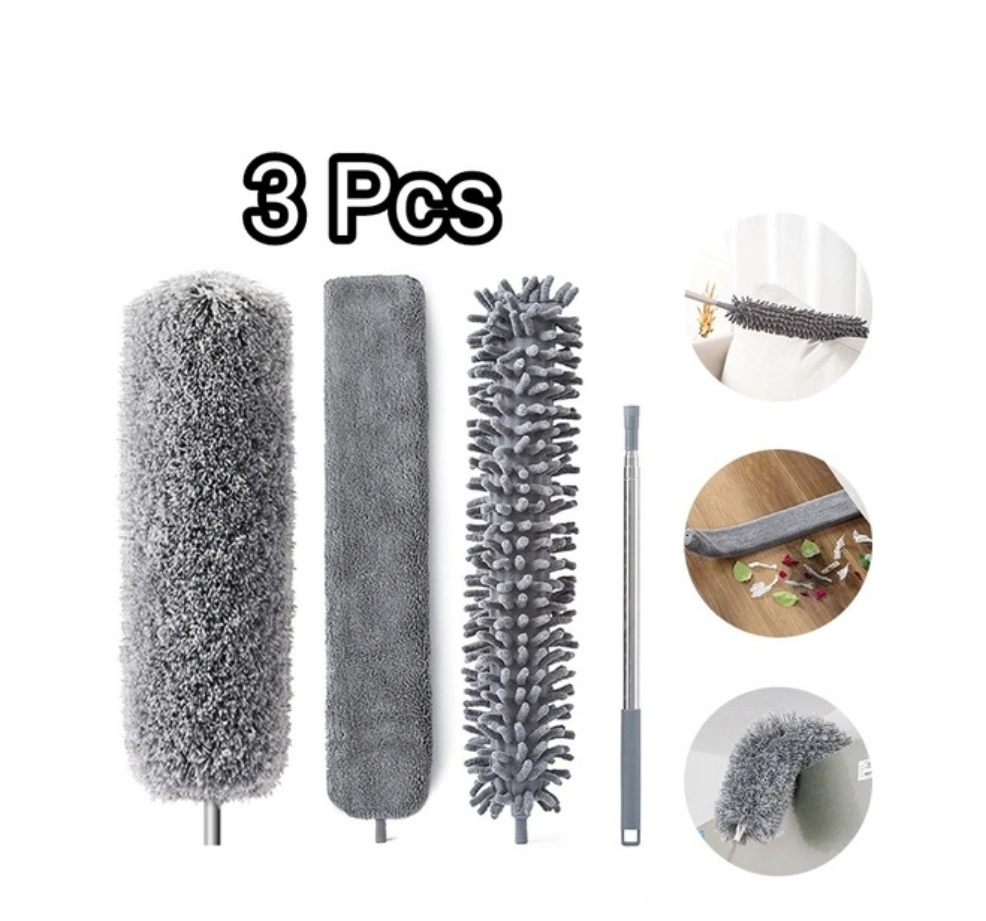 3Pcs long handle microfiber duster brush set