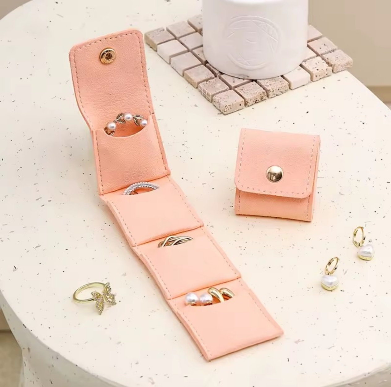 Luxury Velvet Jewelry cute foldable Travel Case