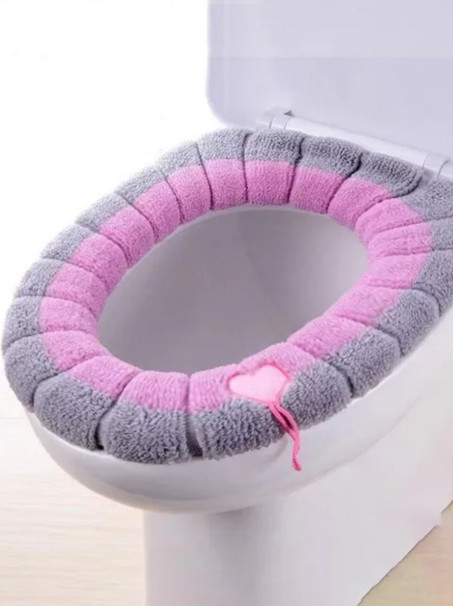 Soft cute stitched toilet seat cover with handle