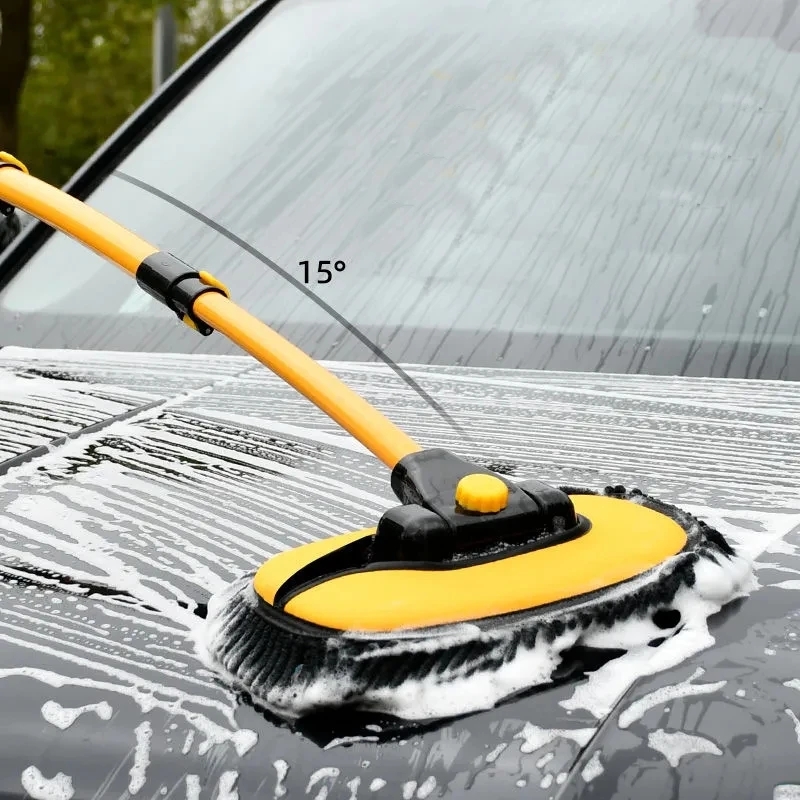 Bend car washing telescoping long handle brush