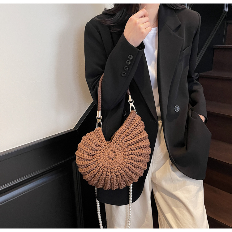 Stylish Unique Woven Bag – Pearl Accent