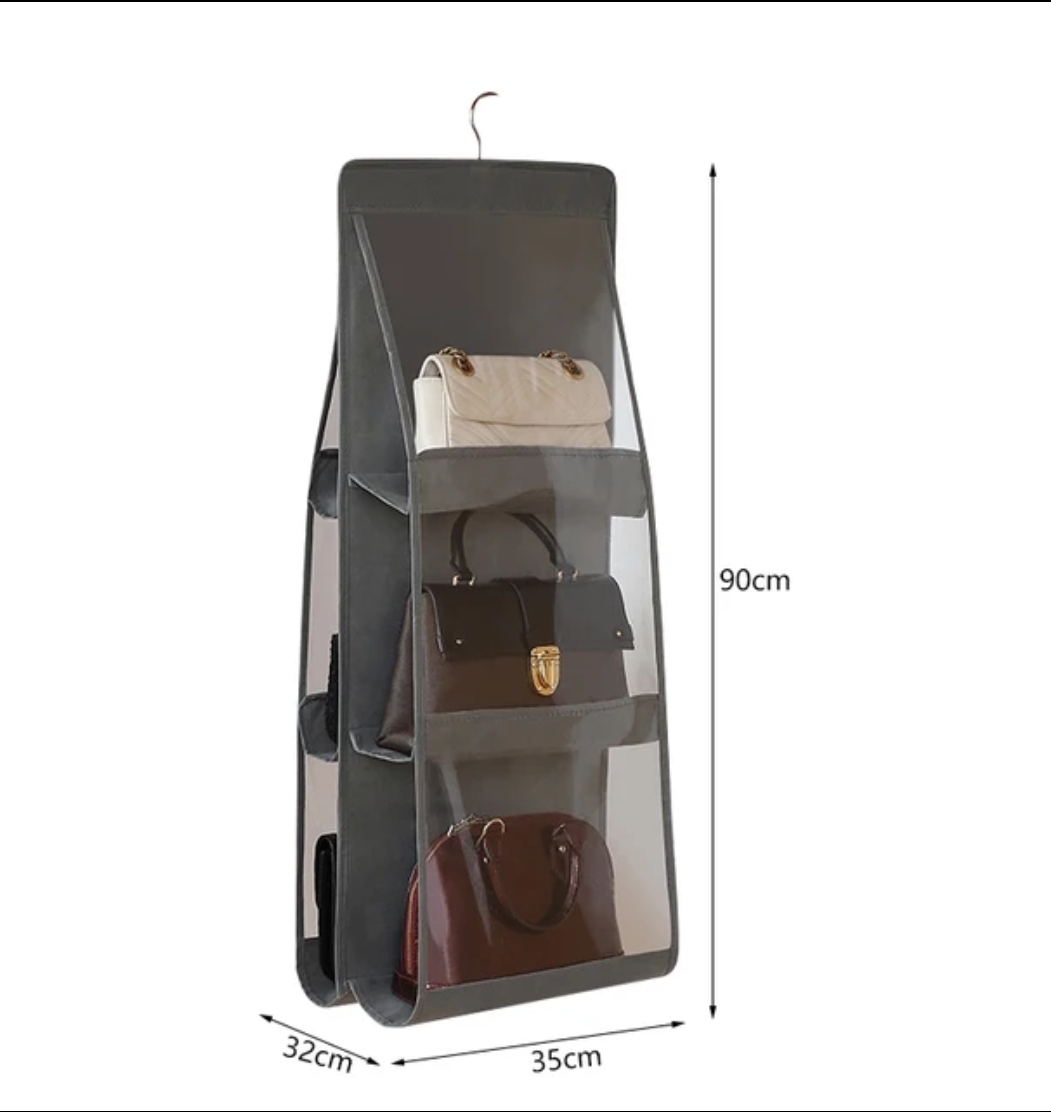 Hanging handbag organizer 6/8 pockets