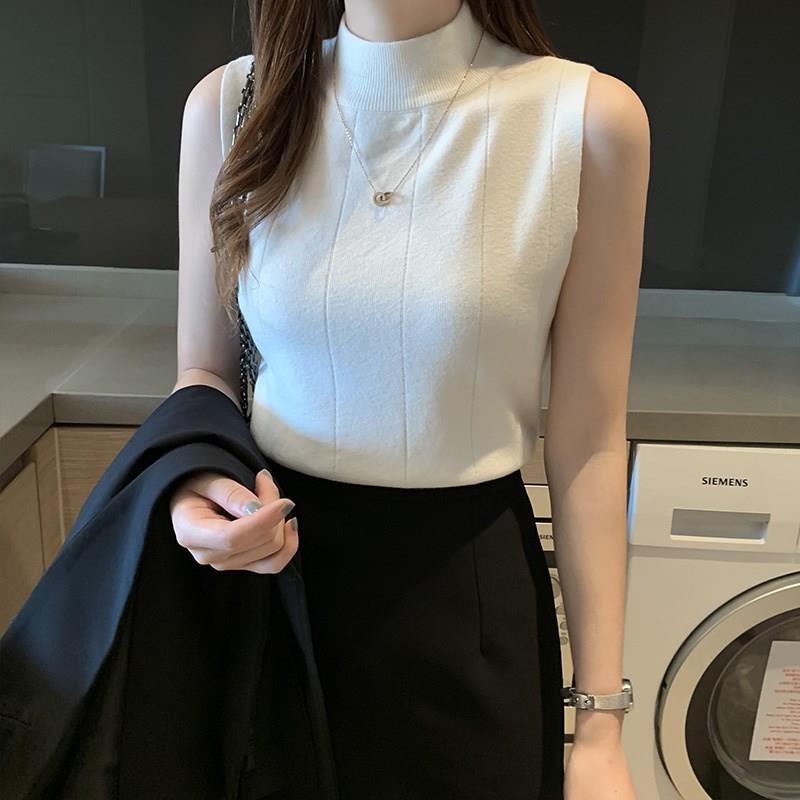 Chic spring women o-neck sleeveless tees