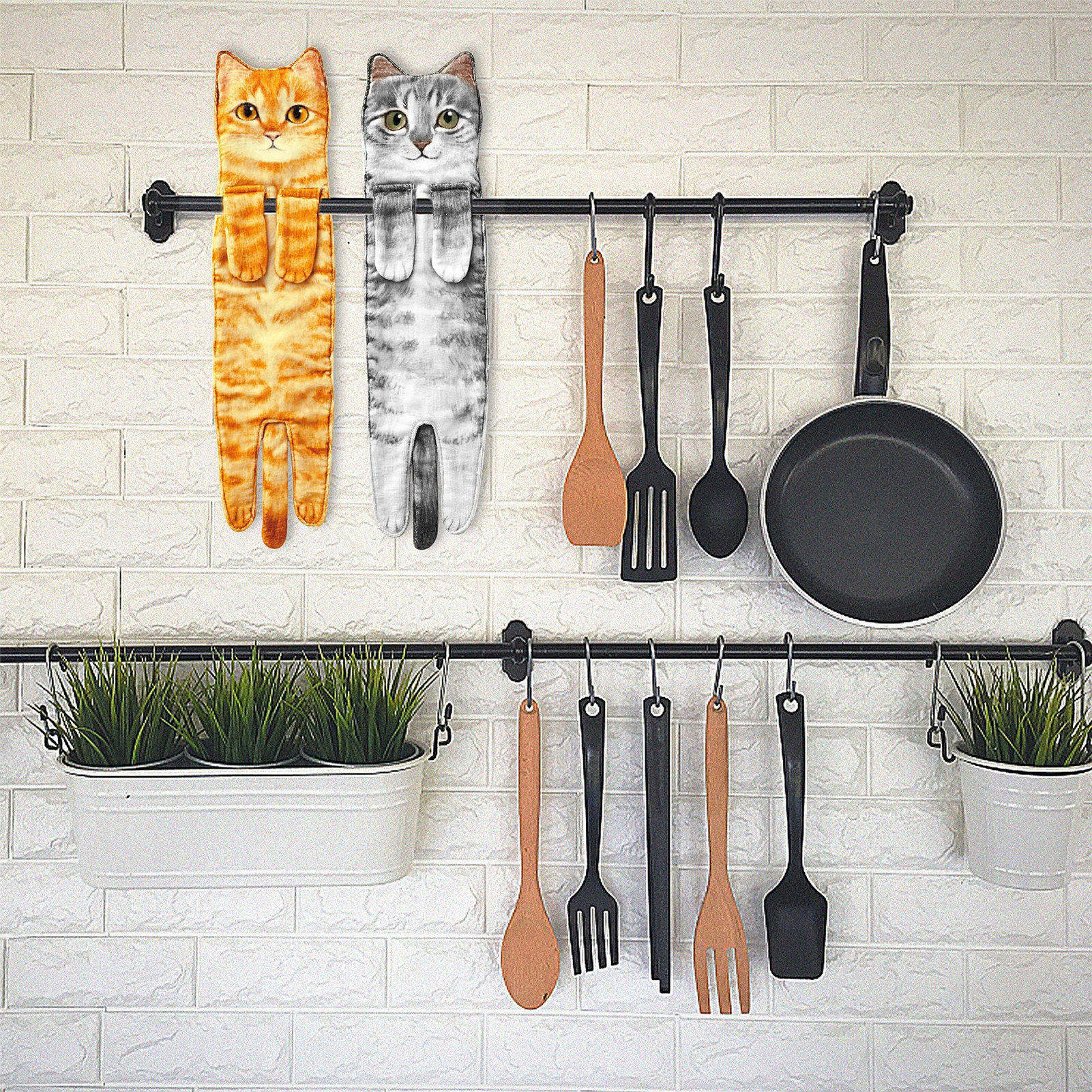 Cute Cat Shaped Hand Towels for Kitchen & Bathroom