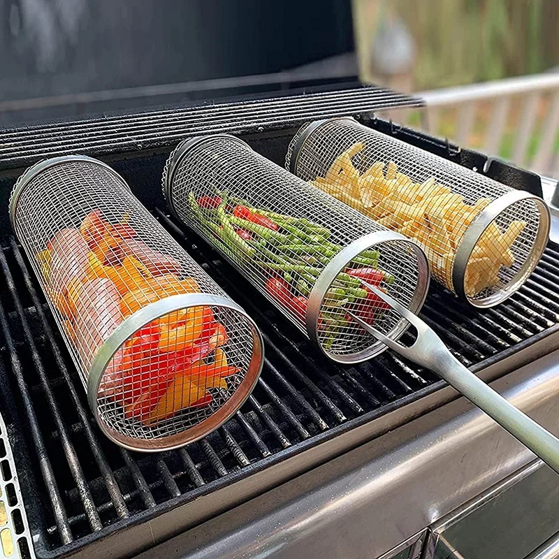 Stainless steel BBQ round Grill basket