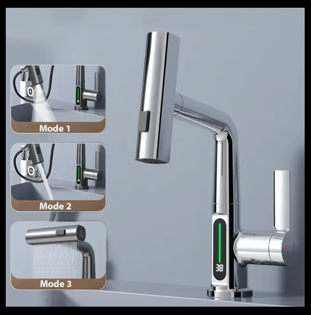 Waterfall digital 3 in 1 bathroom kitchen digital faucet