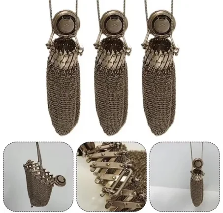 Vintage Metal Coin Pouch with Clasp Closure