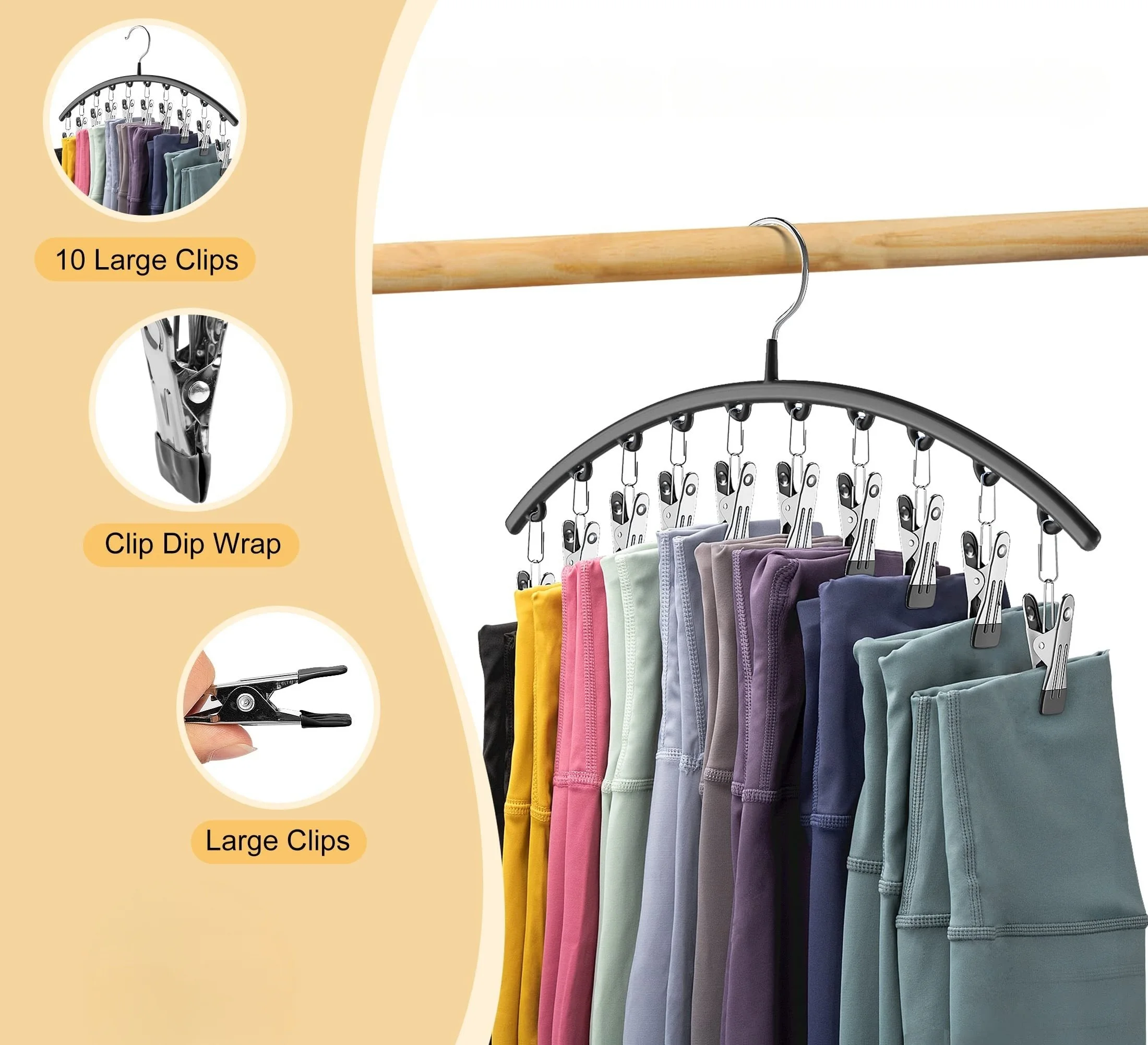 10Clip Space Saving Pants Hanger for Closet Organization