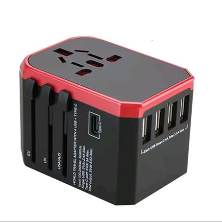 Universal Travel Adapter with 5 Ports (4 USB + 1 TYPE-C)