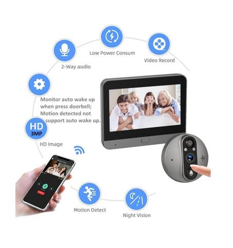 3MP smart tuya peephole wifi camera 1080p