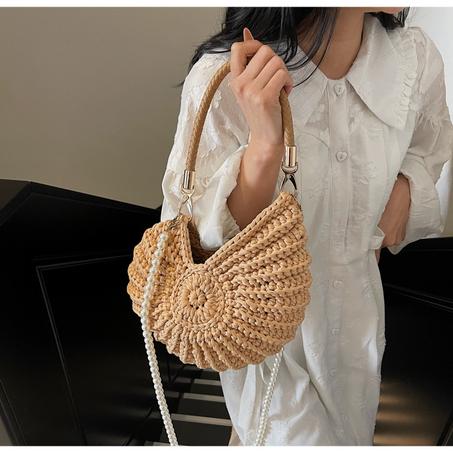 Stylish Unique Woven Bag – Pearl Accent