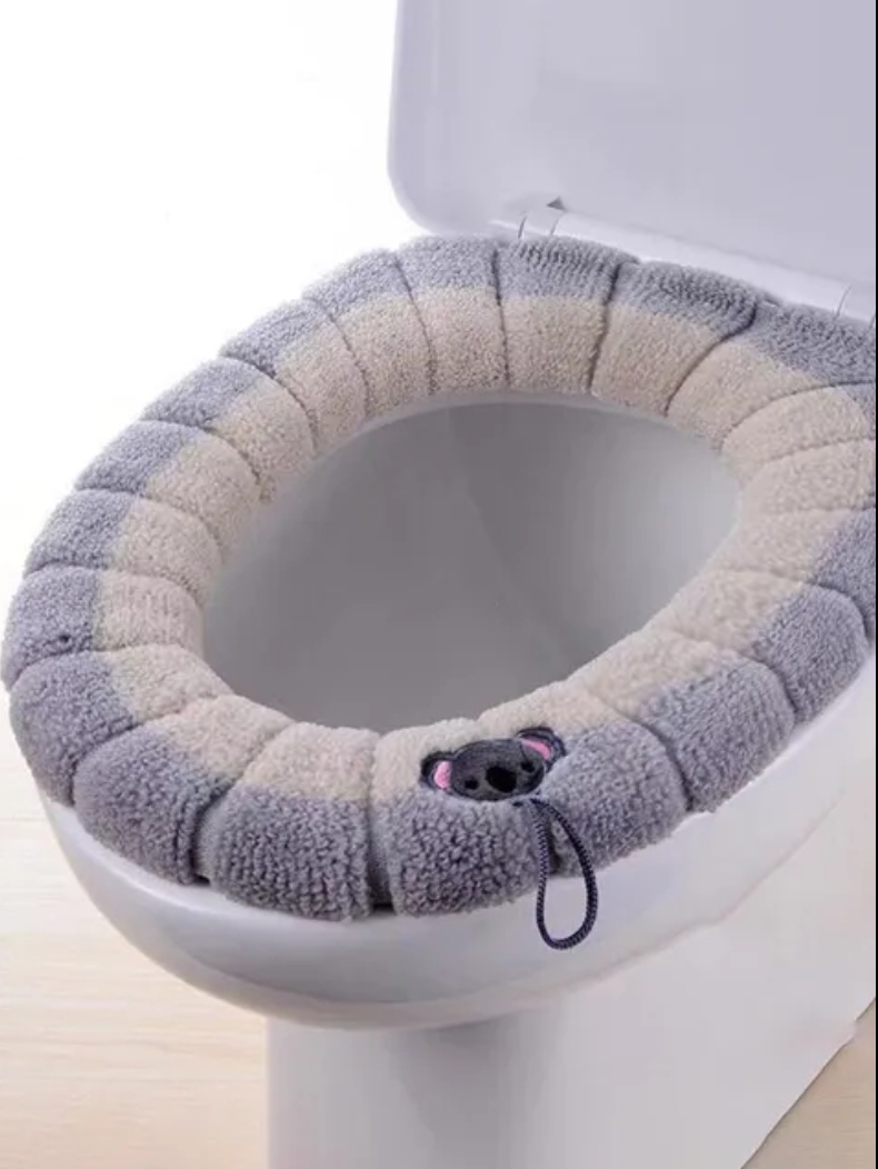 Soft cute stitched toilet seat cover with handle