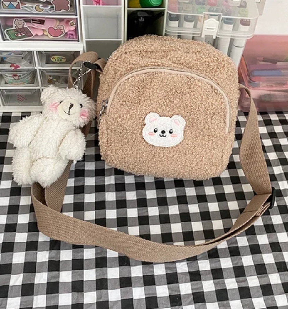 bear bag , purse , with a bear plush as a gift 🎁