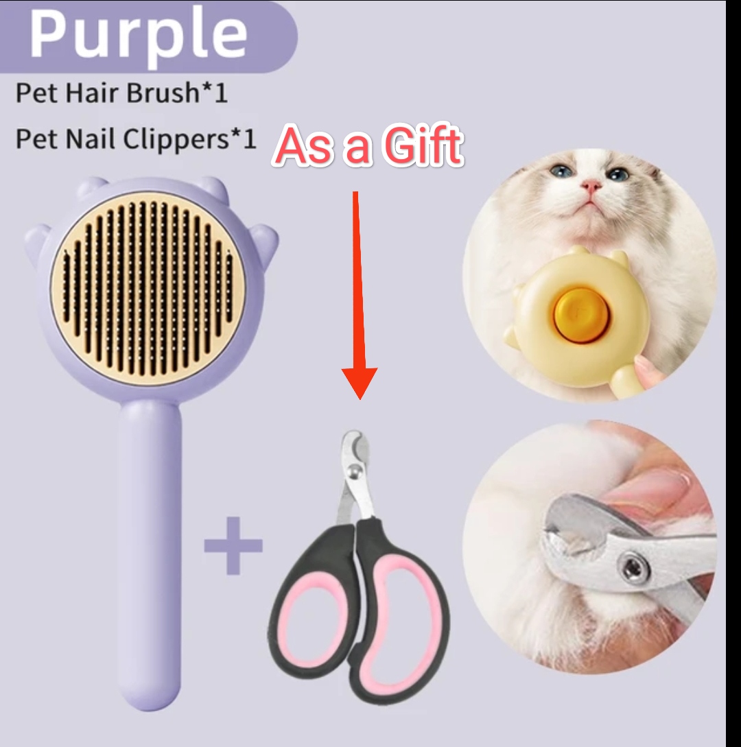 Pet hair removal brush + Free nail clipper as a gift