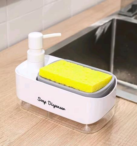 Dual soap dispenser woth sponge holder