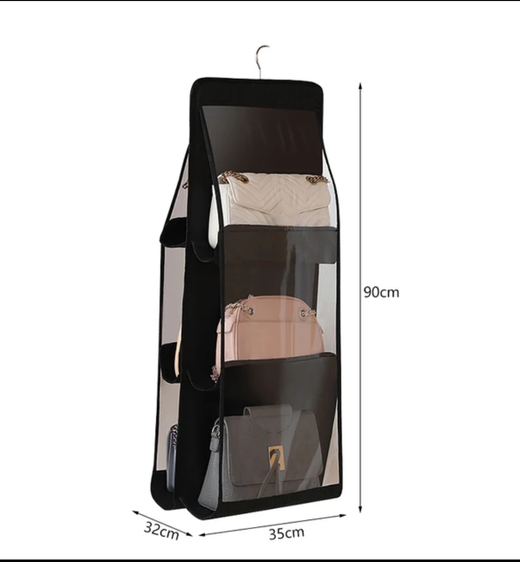 Hanging handbag organizer 6/8 pockets