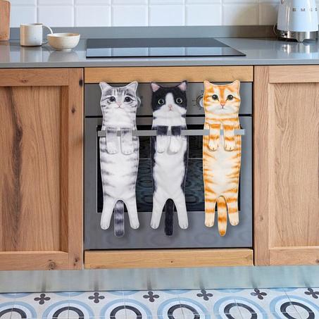 Cute Cat Shaped Hand Towels for Kitchen & Bathroom