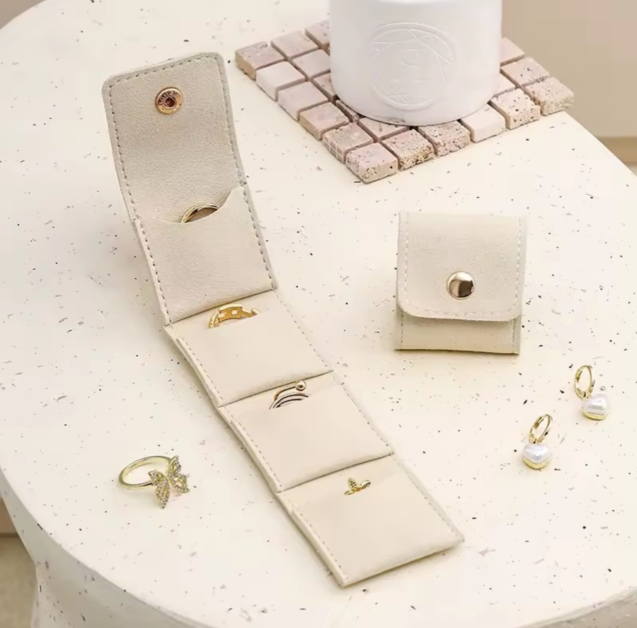 Luxury Velvet Jewelry cute foldable Travel Case