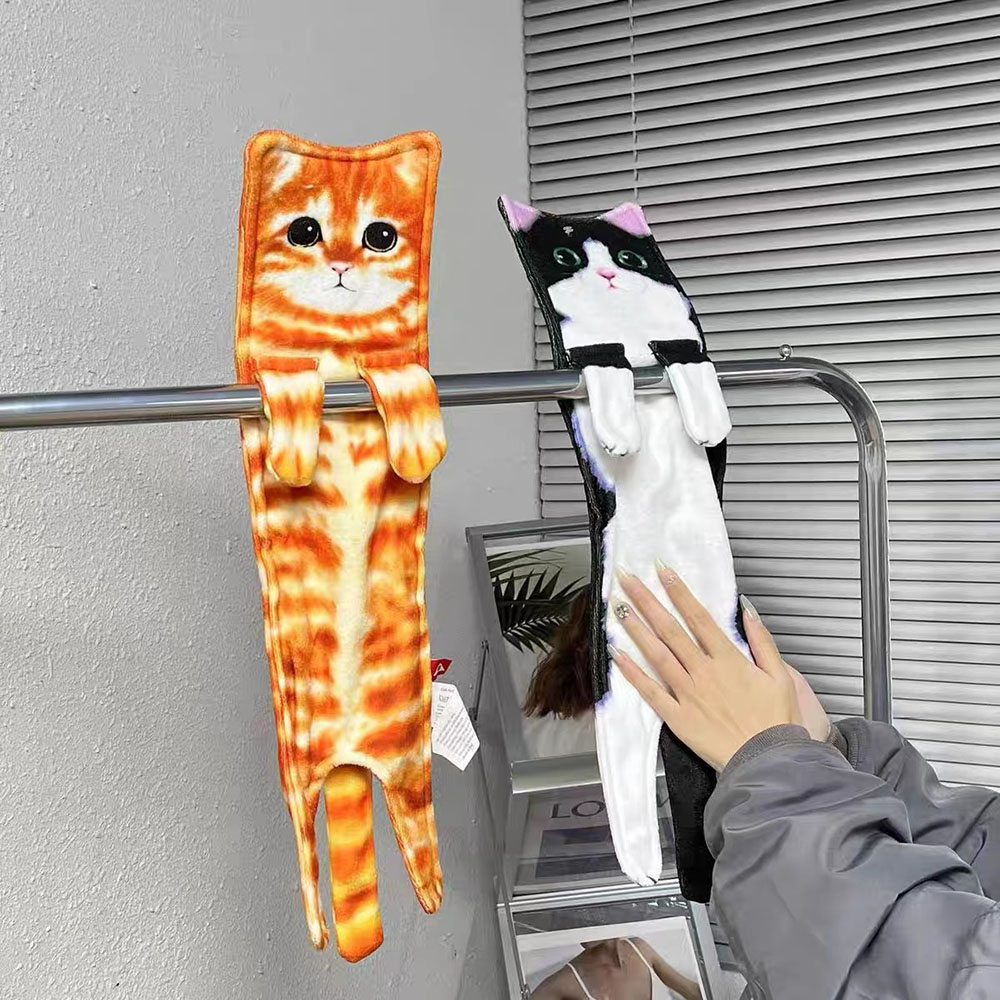 Cute Cat Shaped Hand Towels for Kitchen & Bathroom