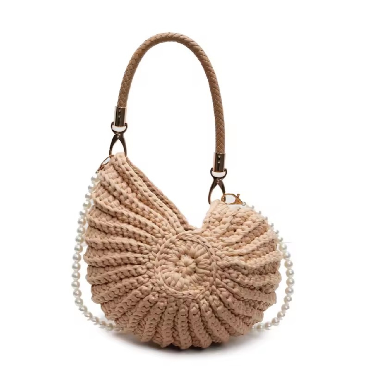 Stylish Unique Woven Bag – Pearl Accent