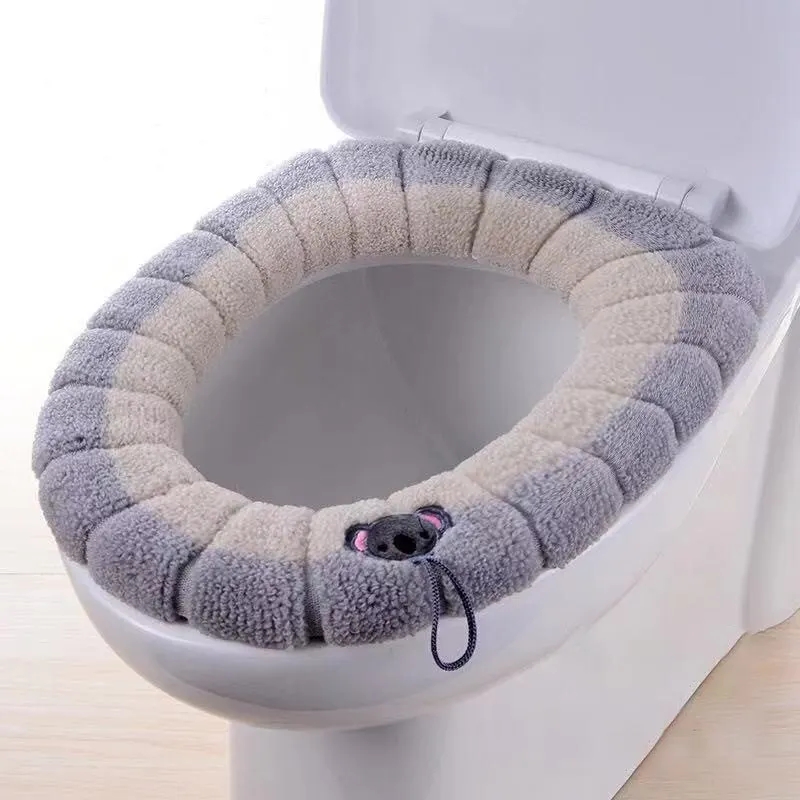 Soft cute stitched toilet seat cover with handle