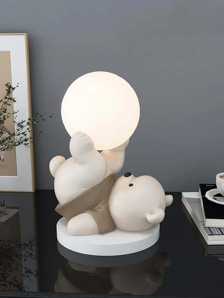 Home decoration cute bear statue rechargeable night light