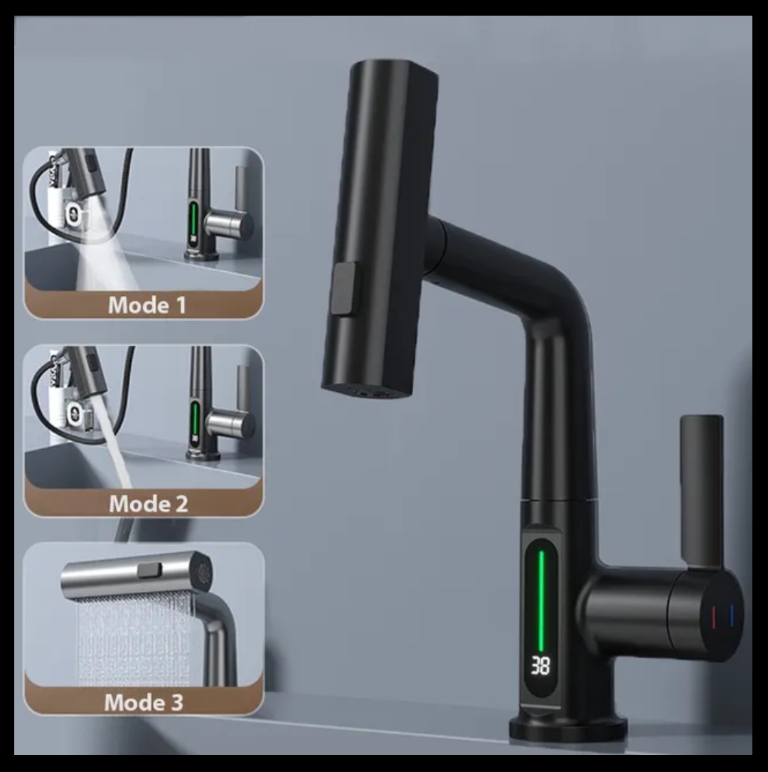 Waterfall digital 3 in 1 bathroom kitchen digital faucet