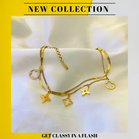 Bracelet Trèfles Double Chaines