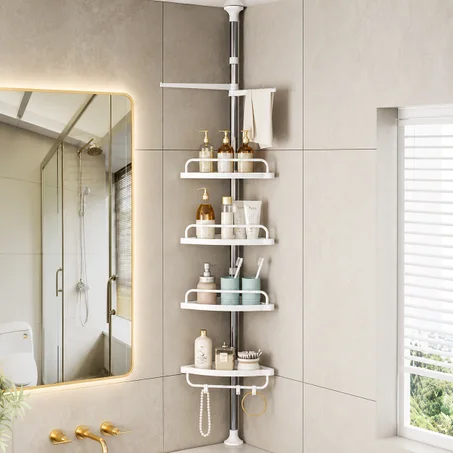 Étagère d'angle télescopique réglable pour salle de bain