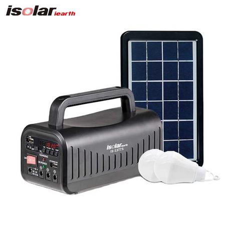 USB , LED, مجموعة طاقة شمسية محمولة متعددة الوظائف – إضاءة ، مكبر صوت، راديو و شحن