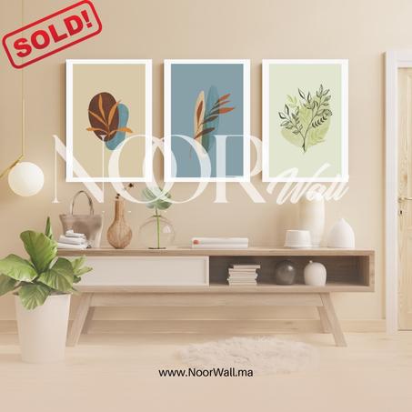 لوحة جدارية ثلاثية بتصميم نباتي عصري أنيق