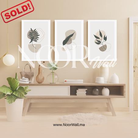 لوحة جدارية ثلاثية بتصميم نباتي عصري أنيق