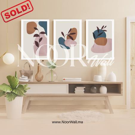 لوحة جدارية ثلاثية بتصميم نباتي عصري أنيق