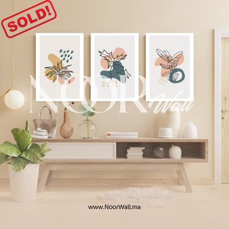 لوحة جدارية ثلاثية بتصميم نباتي عصري أنيق