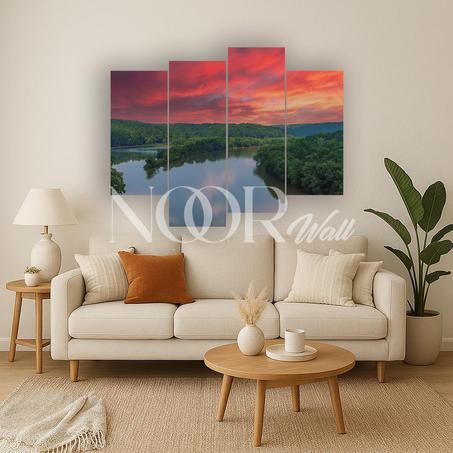 لوحة جدارية طبيعية رباعية