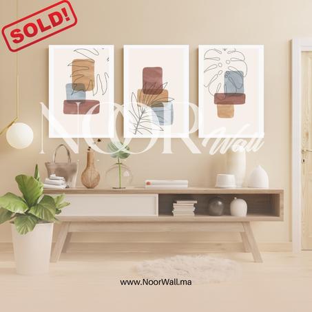لوحة جدارية ثلاثية بتصميم نباتي عصري أنيق