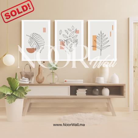 لوحة جدارية ثلاثية بتصميم نباتي عصري أنيق