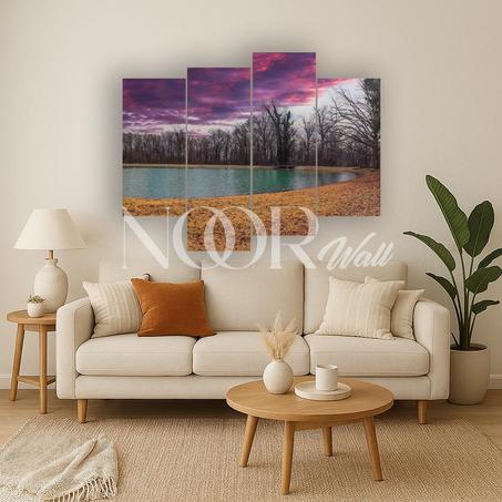 لوحة جدارية طبيعية رباعية