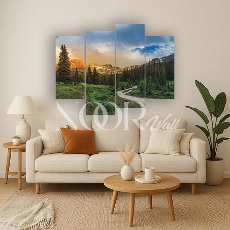 لوحة جدارية طبيعية رباعية