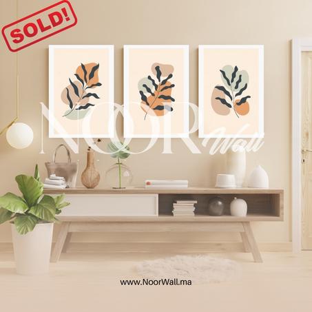 لوحة جدارية ثلاثية بتصميم نباتي عصري أنيق