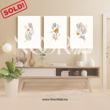 لوحة جدارية ثلاثية بتصميم نباتي عصري أنيق