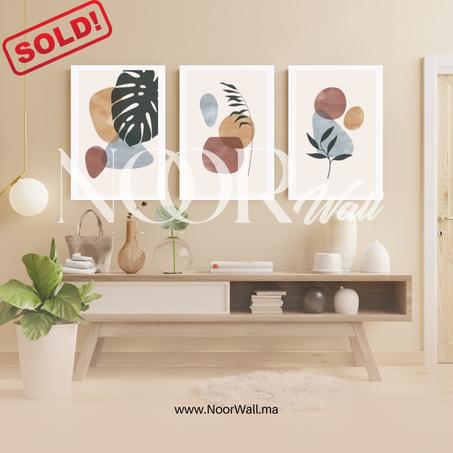 لوحة جدارية ثلاثية بتصميم نباتي عصري أنيق