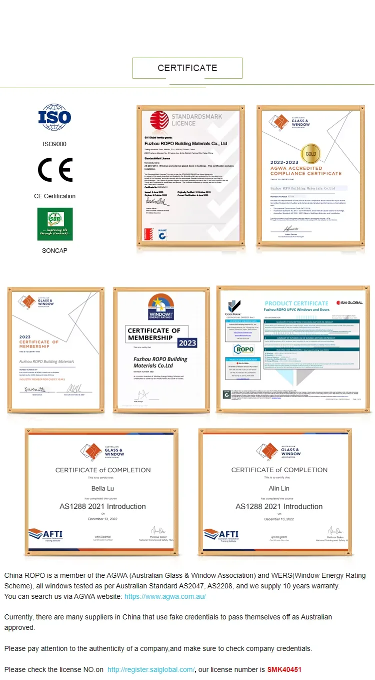 AS2047 AS2208 AS1288 Australian Standard Thermal Break Germany Upvc Veka Double Pane Glaze Sliding Profile Pvc Windows