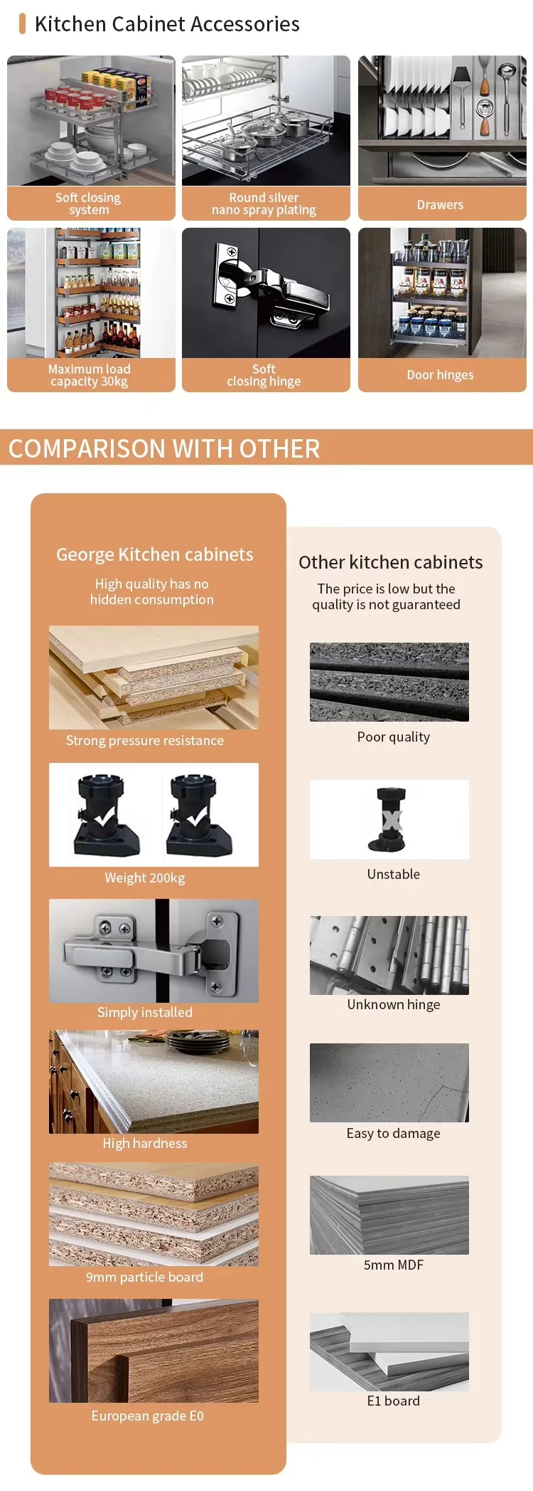 Solid Wood Kitchen Cabinets Cupboard Wooden Cupboards Furniture for Kitchen