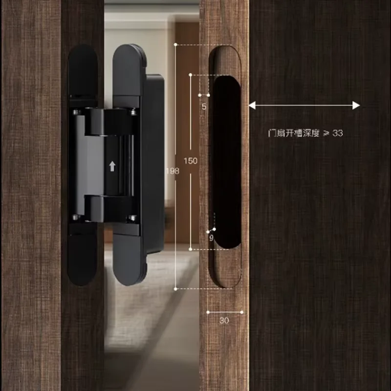 Adjustable 3-Way Concealed Invisible Hinge Heavy-Duty Modern Design Concealed Hinge Big Wooden Doors Zamak Door Window Hinges