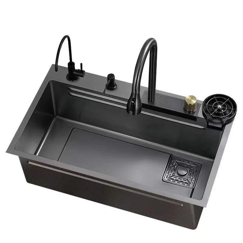 Modern Luxury 304 Stainless Steel Single Bowl Kitchen Sink 304 Thickened Steel Plate Smart Rectangular Multi-Functional Design