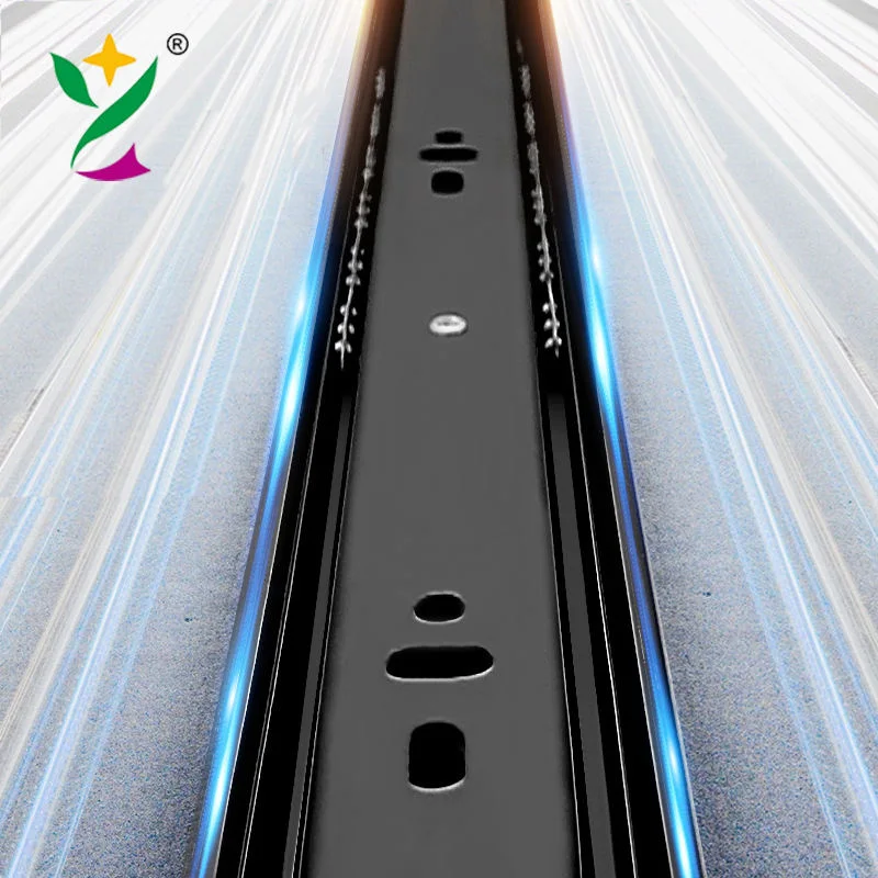 YUXING 45mm Kitchen Furniture Slide Rail Telescopic Channel 3-Fold Full Extension Ball Bearing Cabinet Drawer Slide