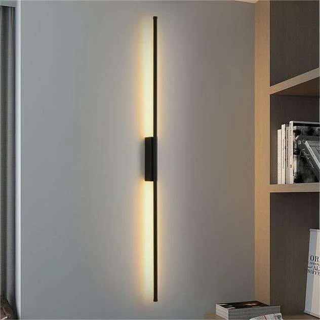 New Minimalist Long Strip Hotel Bedroom Bedside Led Wall Lamp Black Warm Living Room TV Backdrop Led Wall Light